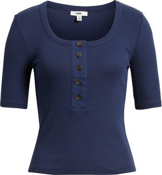Mavi Scoop Neck Henley Tee in Black Iris at Nordstrom, Size Medium