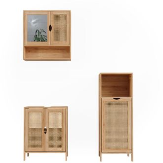 Vicco Conjunto De Muebles De Ba&ntilde;o Liora, Bamb&uacute;, 3 Partes