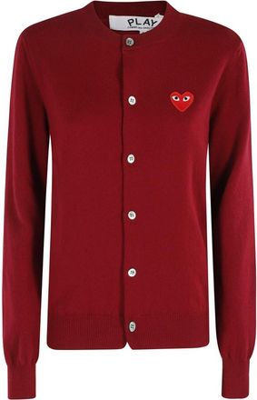 Comme Des Gar&ccedil;ons Round Neck Cardigan Emblem - Dames - Vesten - Rood - M - Truien & Vesten
