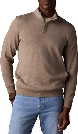 The Normal Brand Puremeso Fleece Quarter Zip Sweater in Dark Taupe at Nordstrom, Size Small