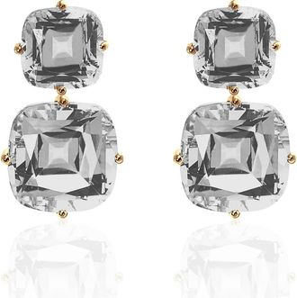Goshwara Gossip Double Drop Earrings in Clear at Nordstrom