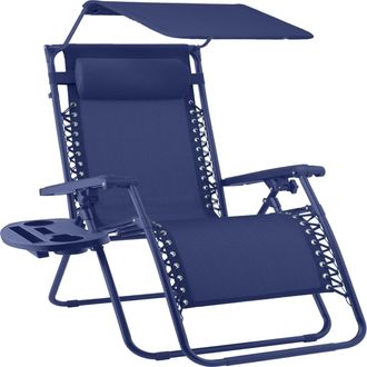 Best Choice Products 30 Extra Wide Folding Zero Gravity Patio Lounge Chair w/Canopy Shade