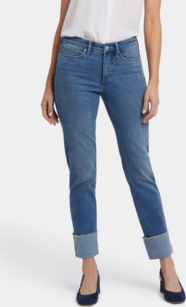NYDJ Sheri High Waist Stripe Cuff Slim Ankle Jeans in Costa Brava at Nordstrom, Size 18
