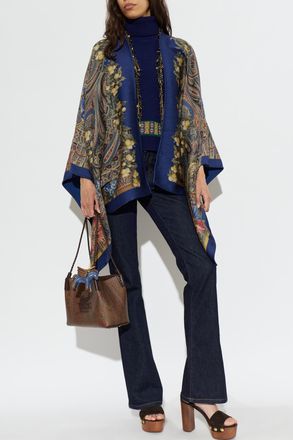 Etro Wool Poncho, Womens, Multicolour