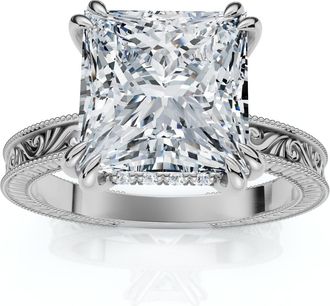 Pompeii3 Certified 2 1/2Ct Princess Cut Louve Diamond Engagement Ring 14k Gold Lab Grown