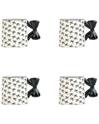 10 Strawberry Street Dnu 10 Strawberry Street Set Of 4 Black Bow Mugs