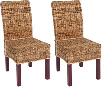 Hhg [nunca Usado] Lote De 2 Sillas De Comedor Silla De Mimbre M69 Silla Bali Mimbre Pl&aacute;tano, Light, Sin Coj&iacute;n