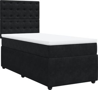 vidaXL Cama Box Spring Con Colch&oacute;n Terciopelo Negro 100x200 Cm Vidaxl
