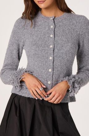 ASTR the Label Fringe Sleeve Cardigan in Grey at Nordstrom, Size Medium