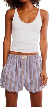 Free People Day To Day Flannel Boxer In Blue Combo