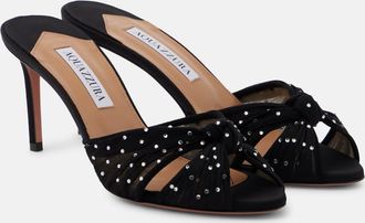 Aquazzura Slow Kisses embellished chiffon mules