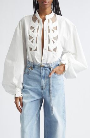 Zimmermann Kindred Spirit Luna Appliqu&eacute; Button-Up Shirt in Ivory at Nordstrom, Size 1