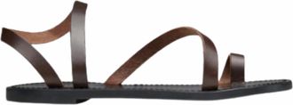 Ann Mashburn Diagonal Strap Flat Sandal In Dark Brown