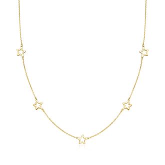 Ross-Simons Italian 10kt Yellow Gold Open-Space Star Station Necklace