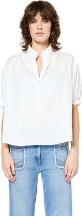 Gerard Darel Annyr Ruffled Mandarin Collar Blouse in White at Nordstrom, Size X-Large