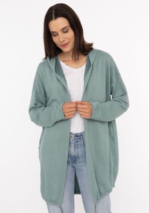 Zwillingsherz Jerseymantel ZWILLINGSHERZ Positive Mind, Damen, Gr. S/M, gr&uuml;n (salbei), Jersey, Obermaterial: 70% Baumwolle, 30% Polyester, unifarben, comfort fit h&uuml;