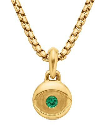 David Yurman 18kt yellow gold Evil Eye emerald amulet (14.5mm) - men - 18kt Yellow Gold/Emerald - OS