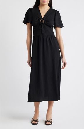 Loveappella Keyhole Midi Dress in Black at Nordstrom, Size X-Small