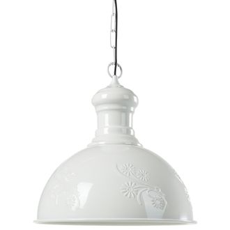Beliani L&aacute;mpara Colgante De Techo De Metal Blanco Crema 32 Cm Estilo Industrial Retro Didessa