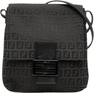 Fendi Pre-owned Canvas Crossbody Tas - Dames - Vintage Schoudertas - Zwart - ONE Size - Vintage