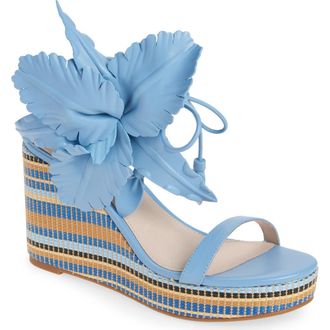 Cecelia New York Lily Platform Wedge Sandal in Blue Multi at Nordstrom Rack, Size 7.5