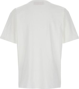 Valentino Mens White Crewneck T-Shirt With Maxi Logo Print Cotton T-Shirts And Polos