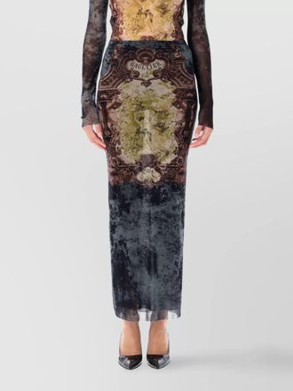 Jean Paul Gaultier medallion print mesh midi skirt