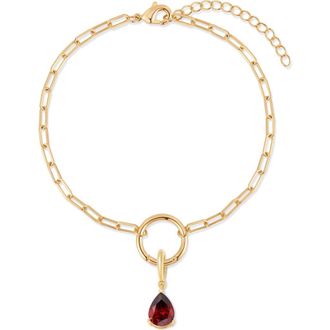 Brook & York Colette Mini Teardrop Birthstone Bracelet in Gold/January at Nordstrom