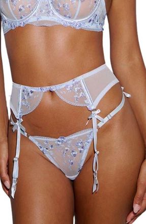 Kat The Label Sofia Lace Inset Garter Belt in Cornflower at Nordstrom, Size Medium