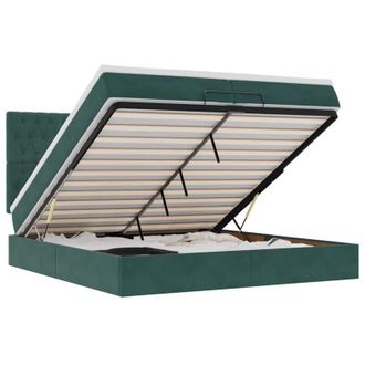 vidaXL Estructura De Cama Otomana Colchones Terciopelo Verde Oscuro Vidaxl