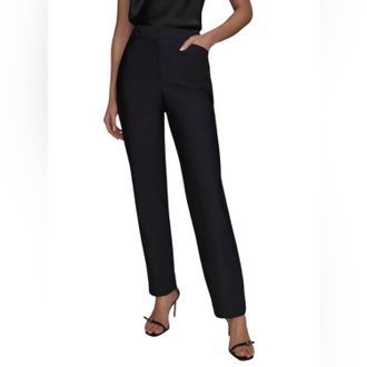 DKNY WomenS High-Rise Straight Legged Pants In Midnight Black