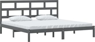 vidaXL Vidaxl - 3101240 Bed Frame without Mattress Grey Solid Wood Pine 200x200 cm (810039+814216)