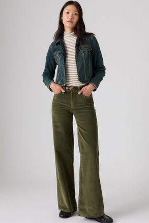 Levi's 318 Shaping Wide Leg Corduroy Pants - Mujer - 25X30 - Verde / Olive Night