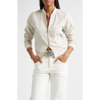 Eleventy Columbio Silk & Cashmere Bomber Jacket in 121 Beige at Nordstrom, Size 00 Us