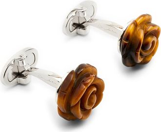 Jan Leslie Rose Carved Sterling Cufflinks in Brown at Nordstrom