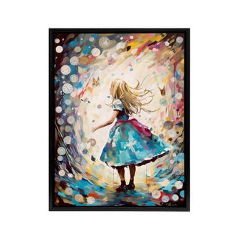 Artery8 Alice Down Rabbit Hole & Wonderland Clocks Framed Canvas Wall Art Print | Size: W24 x H32