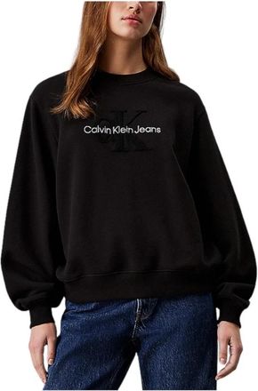Calvin Klein Chenille Monogram Sweatshirt - Dames - Sweatshirts - Zwart - S - Katoen - Hoodies & sweatvesten
