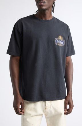 Rhude Safari Crest Cotton Graphic T-Shirt in Vintage Black/blue/red at Nordstrom, Size Xx-Large