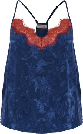 Zadig&Voltaire Tops, Dames, Blauw, L, Cespa Zijden Top