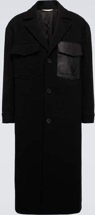 Valentino Leather-trimmed wool overcoat