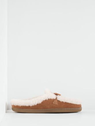Talbots Marley Suede Shearling Slippers - Jasper - 10M Talbots