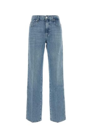 7 For All Mankind Blue Straight High Rise Jeans