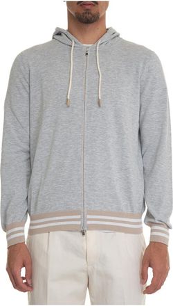 Gran Sasso Hooded Katoenen Vest met Dubbele Rits - Heren - Vesten - Grijs - 3XL - Katoen - Truien & Vesten