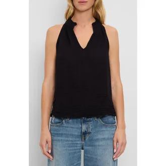 Michael Stars Viola Split Neck Tank in Black at Nordstrom, Size X-Small