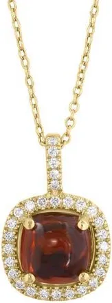 Effy Garnet Cabochon & Diamond Halo Pendant Necklace in Red at Nordstrom Rack, Size 18