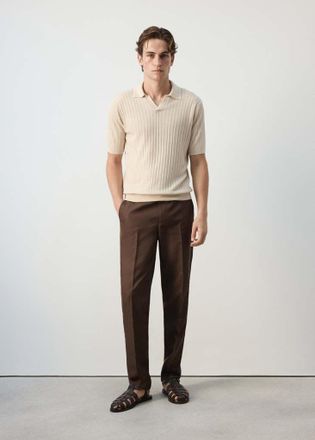 Mango Polo a coste regular fit beige - Uomo - XXL - MANGO MAN