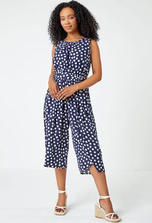 Roman Polka Dot Cropped Jumpsuit