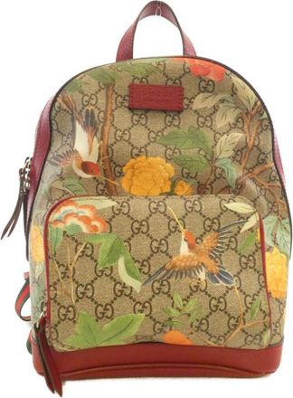 Gucci Beige Red Color Gg Supreme Backpack (Pre-Owned)