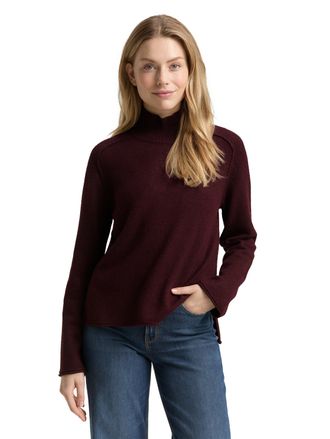 Tom Tailor Strickpullover TOM TAILOR, Damen, Gr. XXL, dunkelrot melange, Strick, Obermaterial: 47% Polyester, 47% Viskose, 6% Polyamid, meliert, loose fit Po-bed