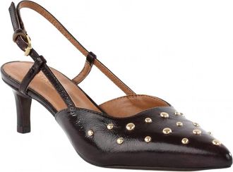 Seychelles Womens Crawford Slingback Pointed Toe Kitten Heel Pump In Dark Brown